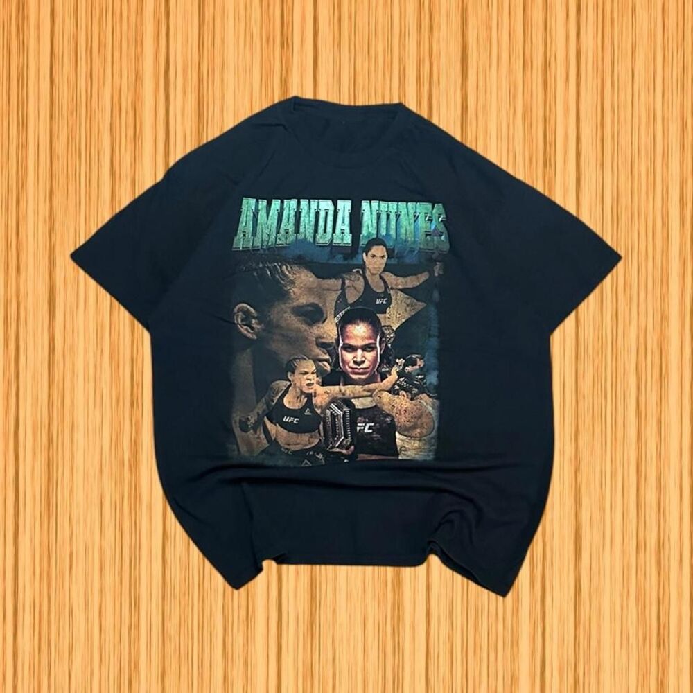 UFC Amanda Nunes Graphic T-Shirt Black MMA Champion Fighter Tee